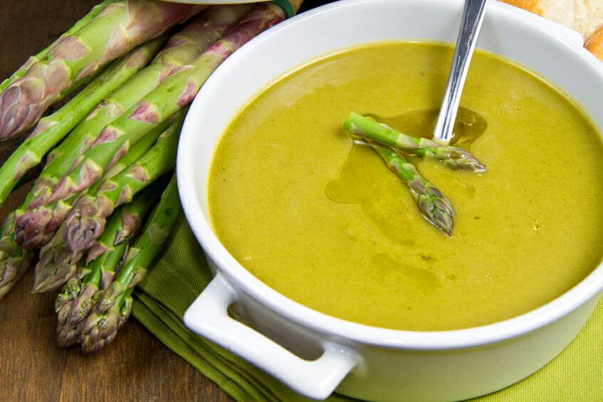 bowl of fresh healthy asparagus soup